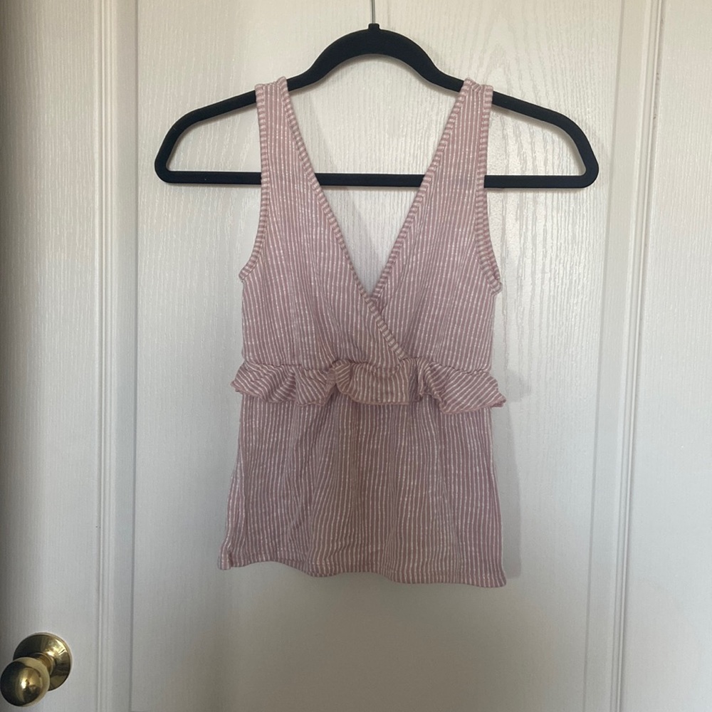 Striped Peplum Vneck Tank XS